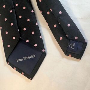 Paul Frank tie - 100% Silk - black with pink polka dots - 60”